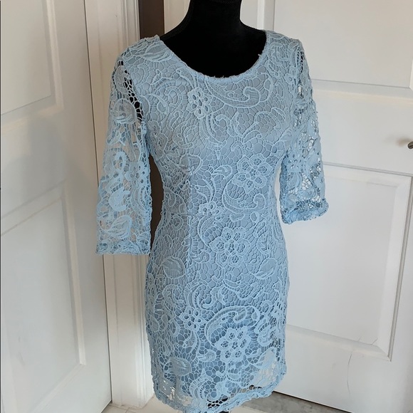 All over lace baby blue dress - Picture 1 of 8